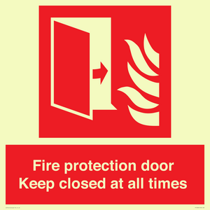 Fire protection door Keep closed at all times